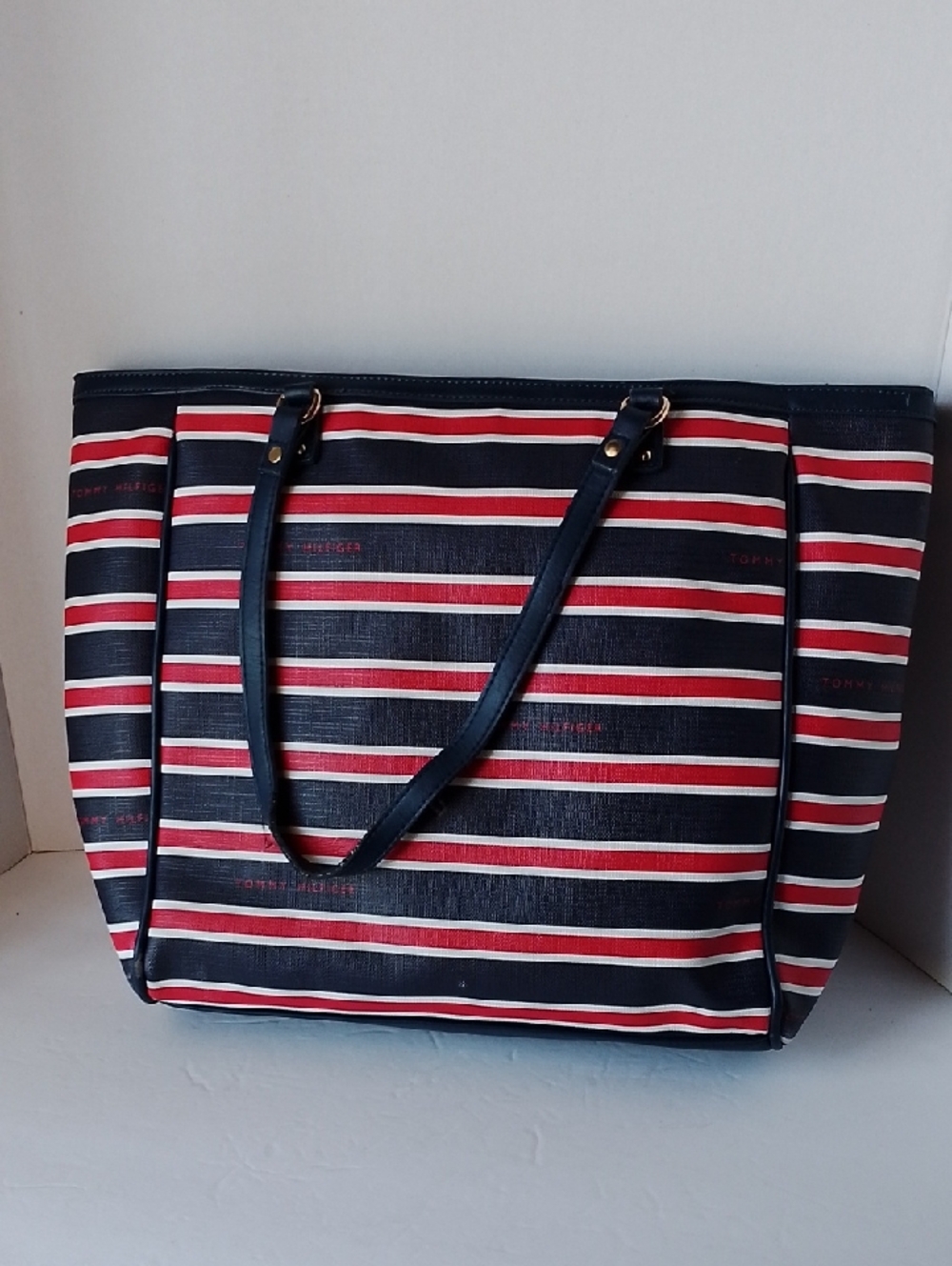 Tommy Hilfiger Nautical Navy, Red & White Striped Tote